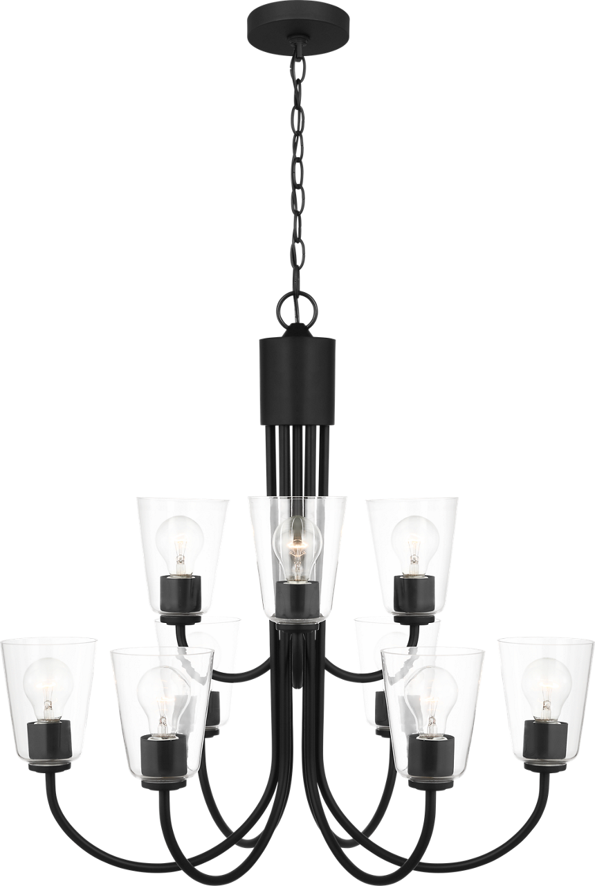 Generation Lighting GLC1169MBK Miles 9 Light 29 inch Midnight Black Chandelier Ceiling Light