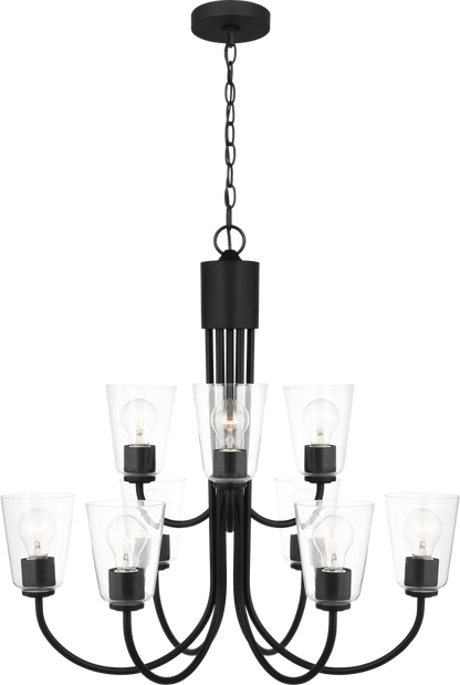 Generation Lighting GLC1169MBK Miles 9 Light 29 inch Midnight Black Chandelier Ceiling Light
