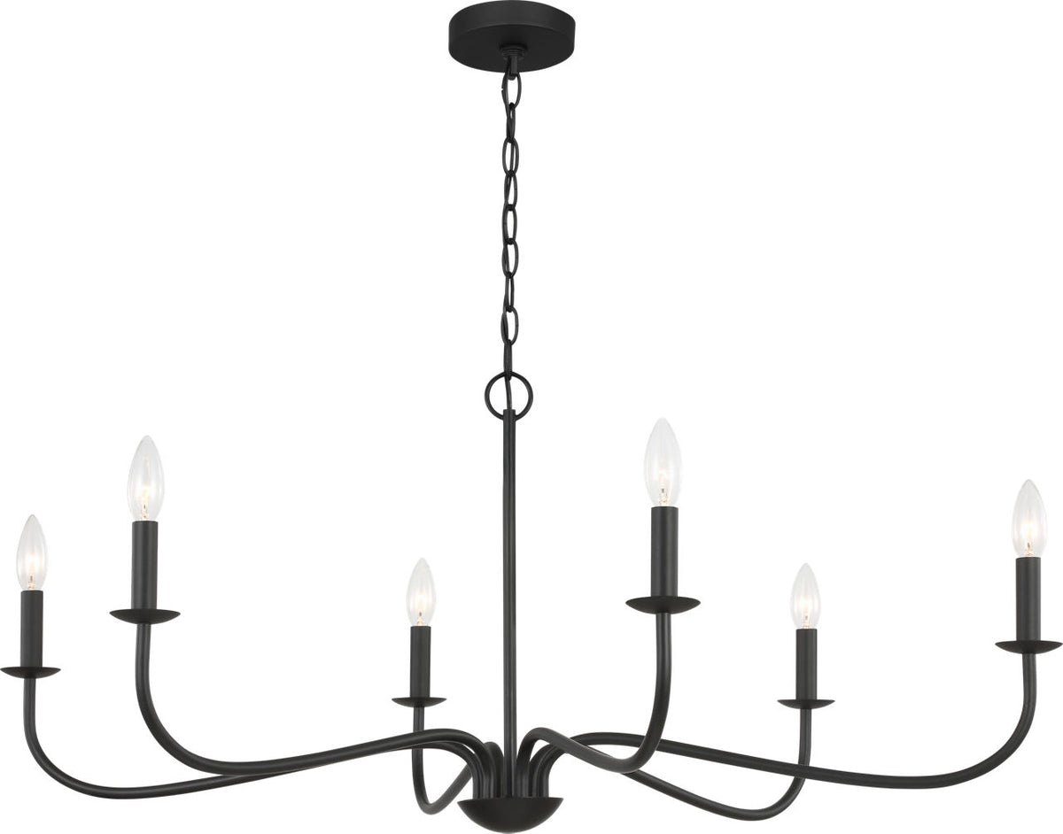 Generation Lighting GLC1196MBK Abells 6 Light Midnight Black Chandelier Ceiling Light