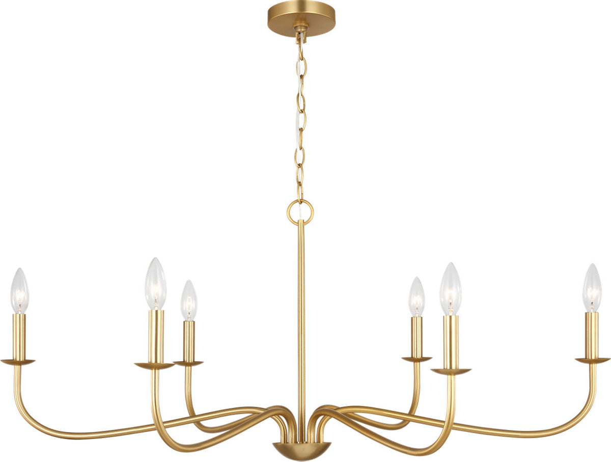 Generation Lighting GLC1196SB Abells 6 Light Satin Brass Chandelier Ceiling Light