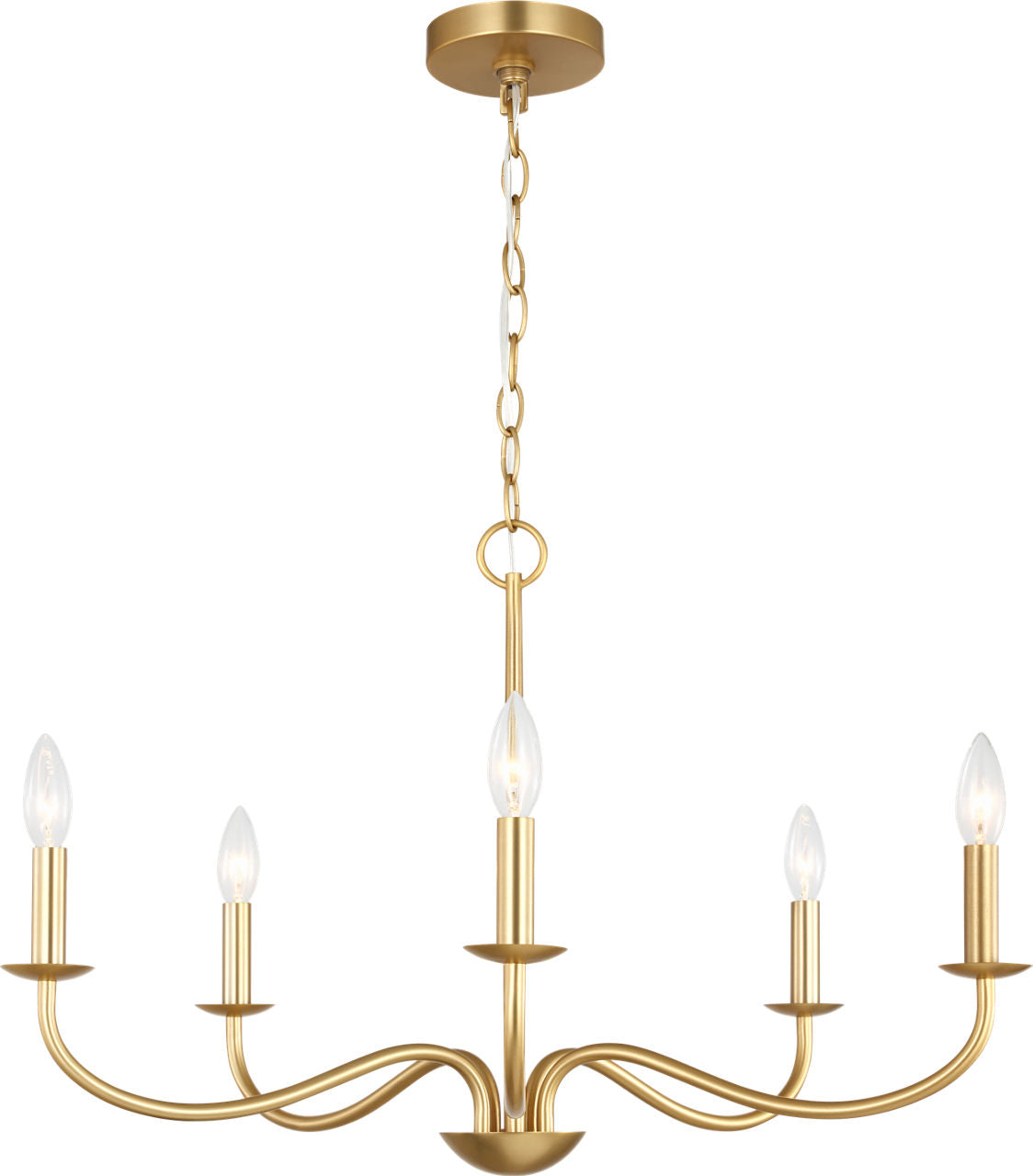 Generation Lighting GLC1205SB Abells 5 Light Satin Brass Chandelier Ceiling Light