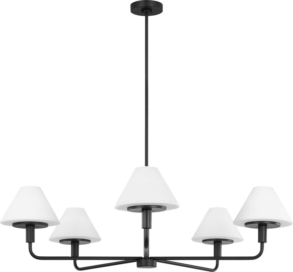 Generation Lighting GLC1235MBK Mendota 5 Light Midnight Black Chandelier Ceiling Light