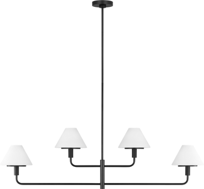 Generation Lighting GLC1244MBK Mendota 4 Light 50 inch Midnight Black Chandelier Ceiling Light