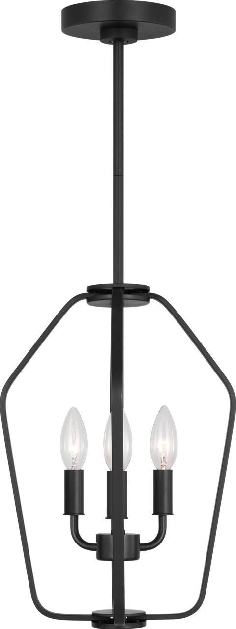Generation Lighting GLC1283MBK Kennan 3 Light Midnight Black Chandelier Ceiling Light