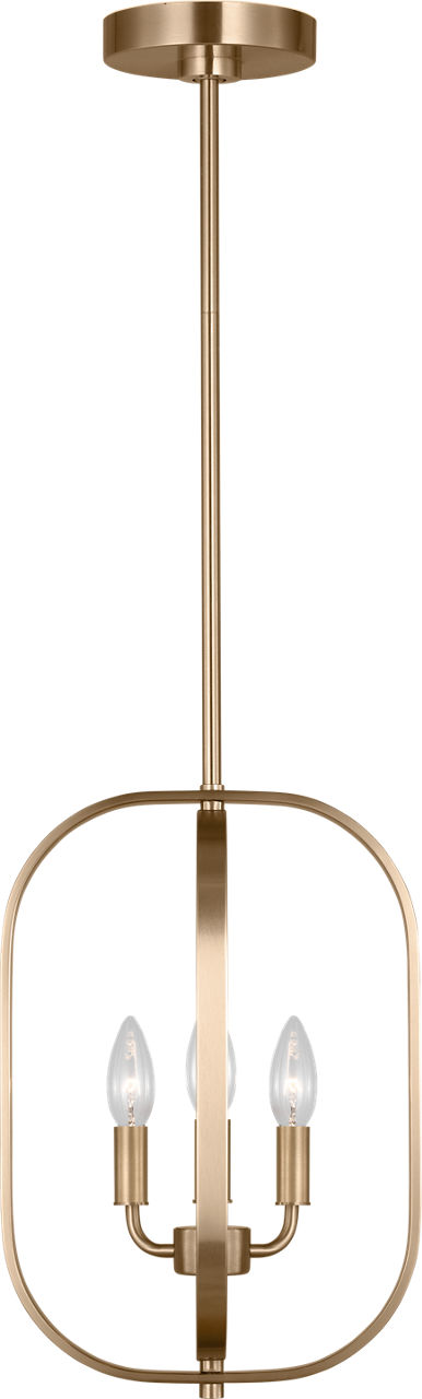Generation Lighting GLC1293SB Loretto 3 light satin brass chandelier ceiling light