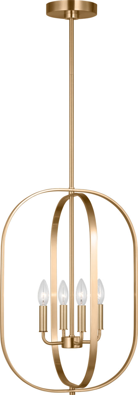 Generation Lighting GLC1304SB Loretto 4 light satin brass chandelier ceiling light