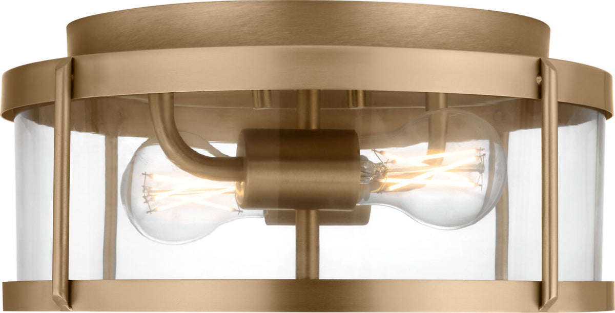 Generation Lighting GLF1732SBE Lumra 13 satin brass flush mount ceiling light