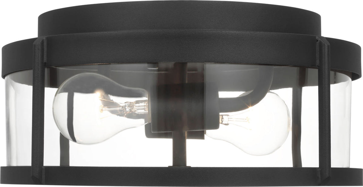 Generation Lighting GLO1132C-TXB Luning textured black flush mount ceiling light
