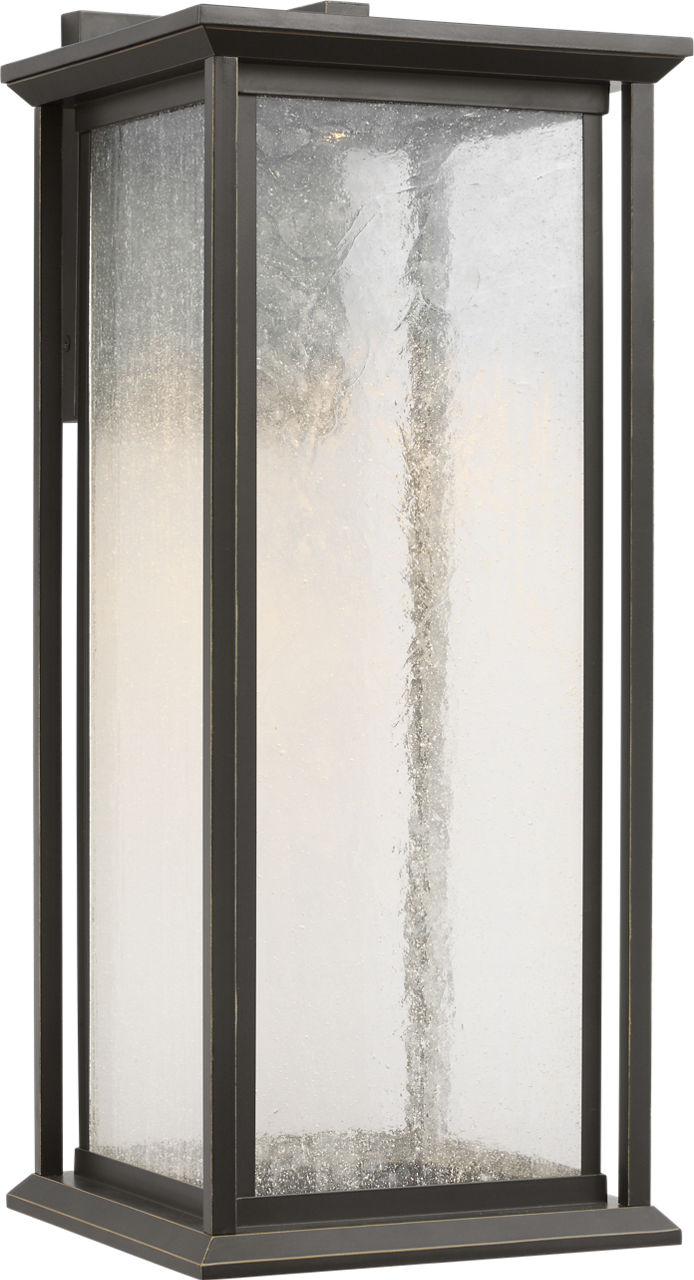 Generation Lighting GLO1301DL-ANBZ Audley antique bronze wall lantern with distressed seeded glass