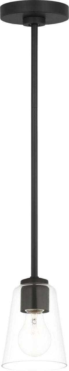 Generation Lighting GLP1041MBKE Miles 1 light midnight black pendant ceiling light with clear glass