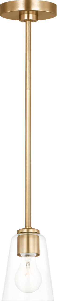 Generation Lighting GLP1041SBE Miles satin brass mini pendant with clear glass