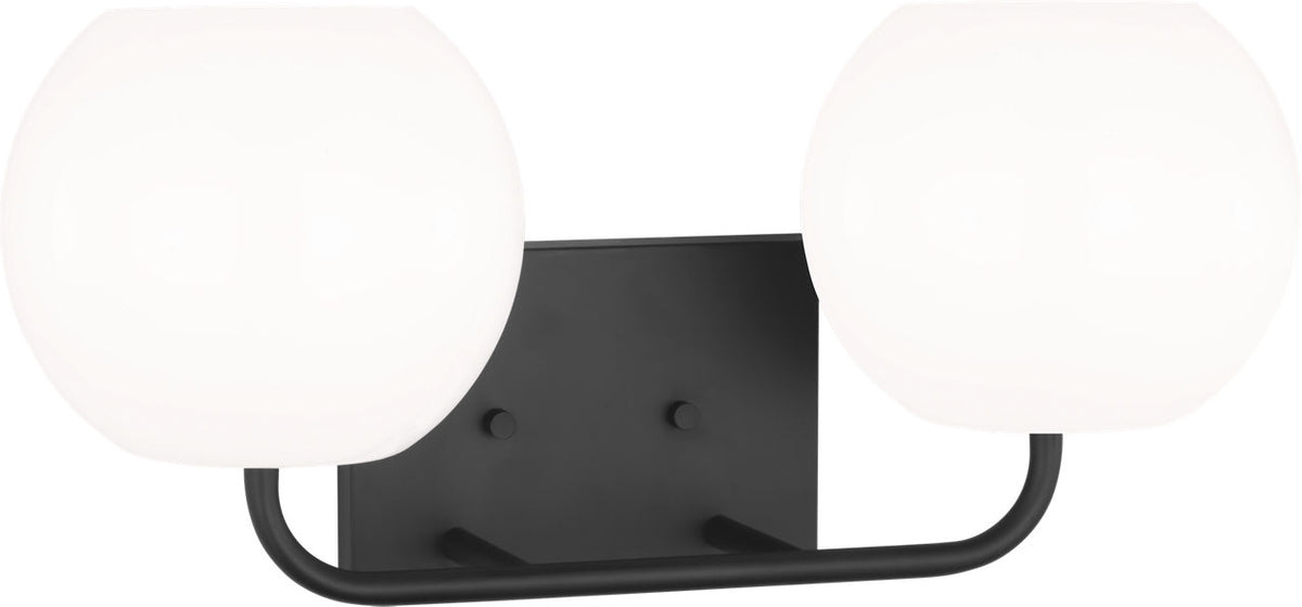 Generation Lighting Rory 2 light bath vanity wall light in Midnight Black
