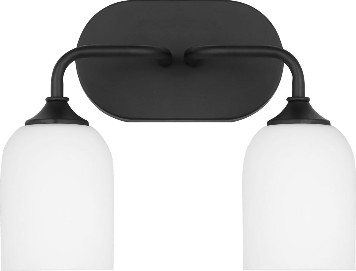 Generation Lighting GLV1022MBK Emile 2 Light Midnight Black Bath Vanity Wall Light
