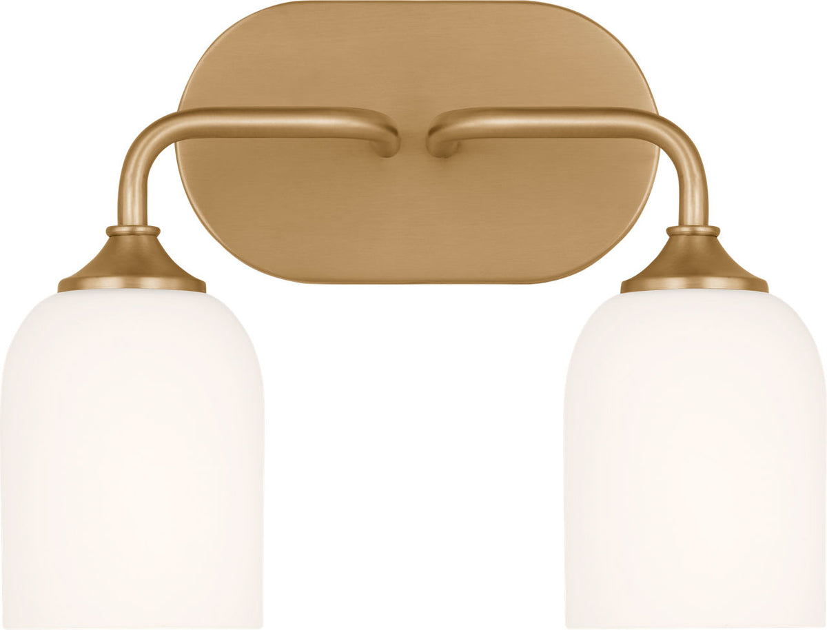 Generation Lighting Emile 2 light satin brass bath vanity wall light
