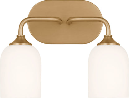 Generation Lighting Emile 2 light satin brass bath vanity wall light