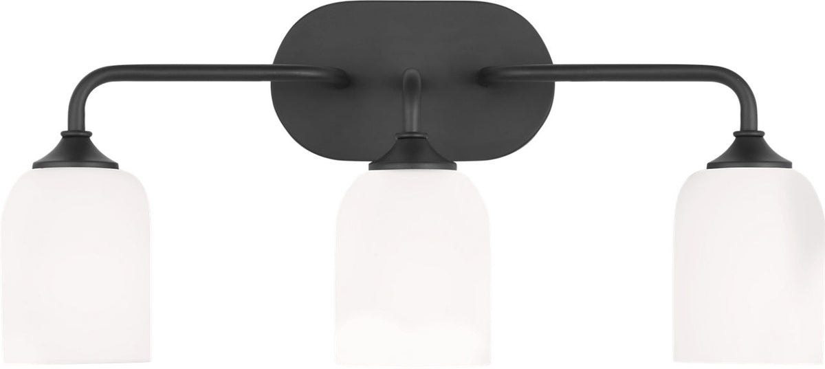 Generation Lighting Emile 3 light midnight black bath vanity wall light