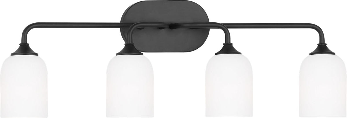 Generation Lighting Emile 4 light midnight black bath vanity wall light
