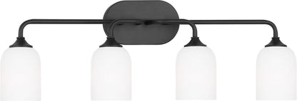 Generation Lighting Emile 4 light midnight black bath vanity wall light