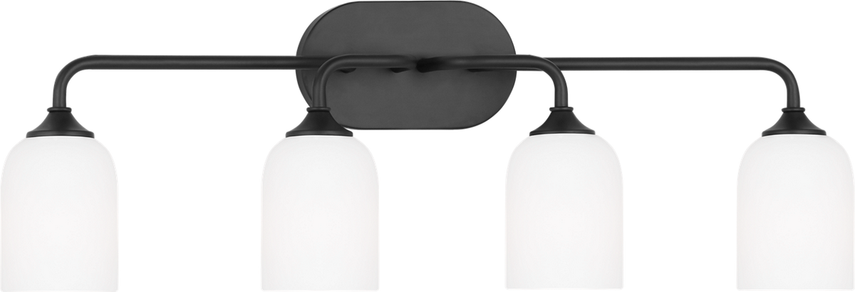 Generation Lighting GLV1024EN3/MBK Emile 4 Light Midnight Black Bath Vanity Wall Light
