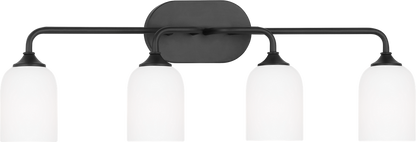 Generation Lighting GLV1024EN3/MBK Emile 4 Light Midnight Black Bath Vanity Wall Light