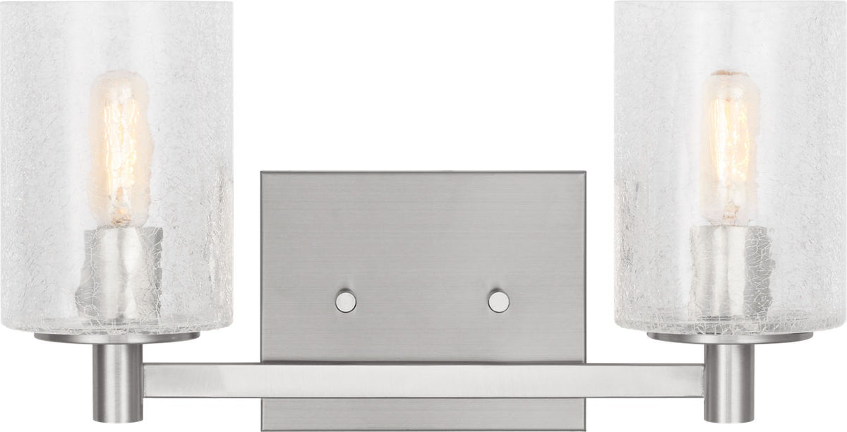 Generation Lighting GLV1032BS Parker 2 light brushed steel bath vanity wall light