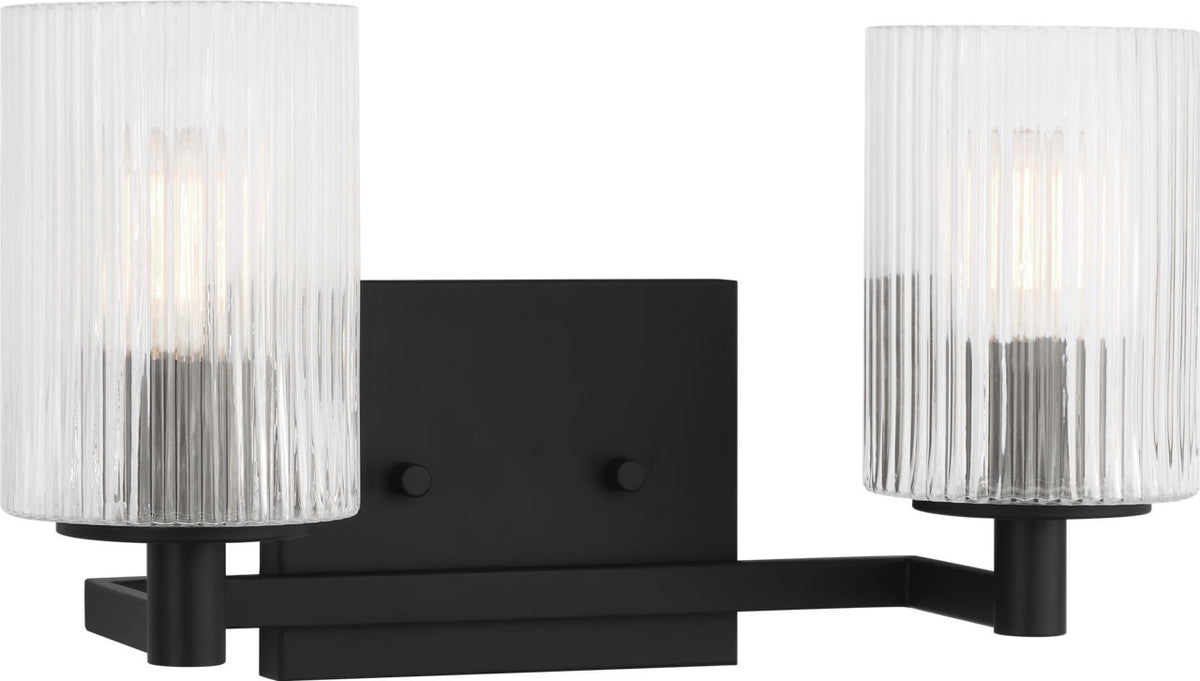 Generation Lighting Lando 2 light bath vanity wall light in midnight black