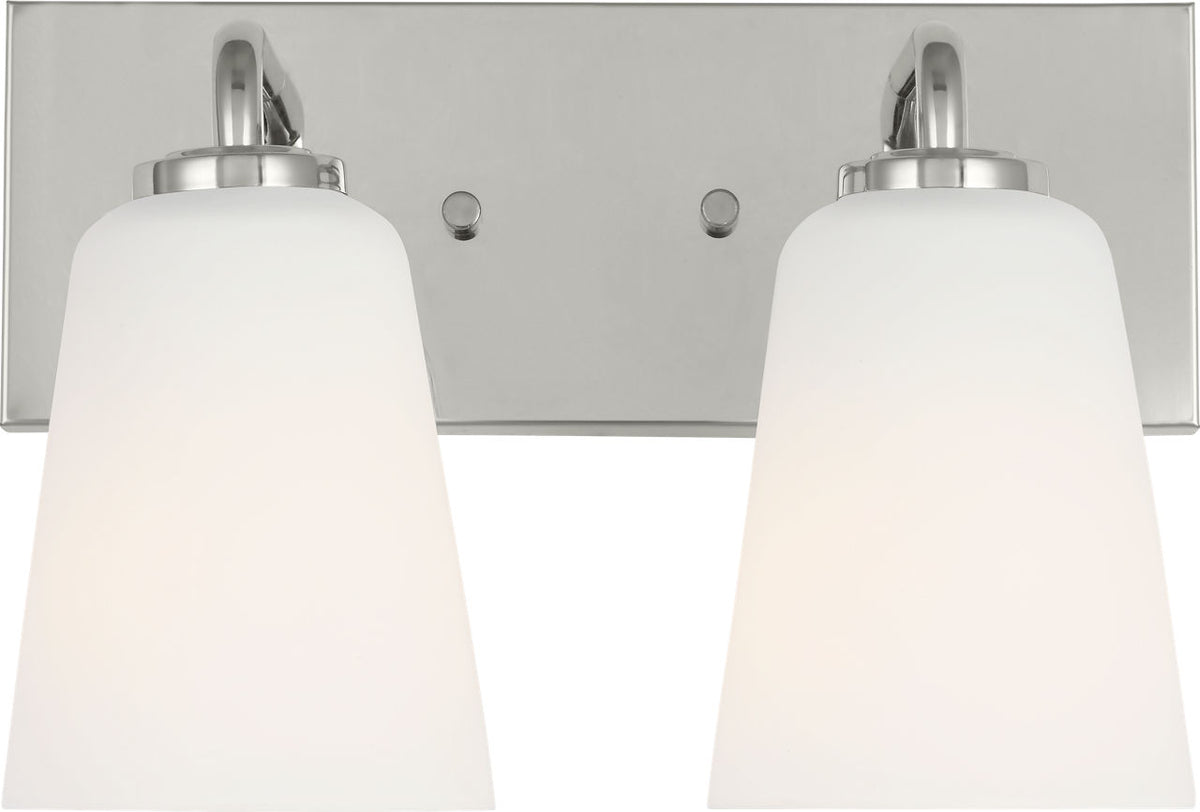 Generation Lighting Miles 2 light chrome bath vanity wall light with etched glass