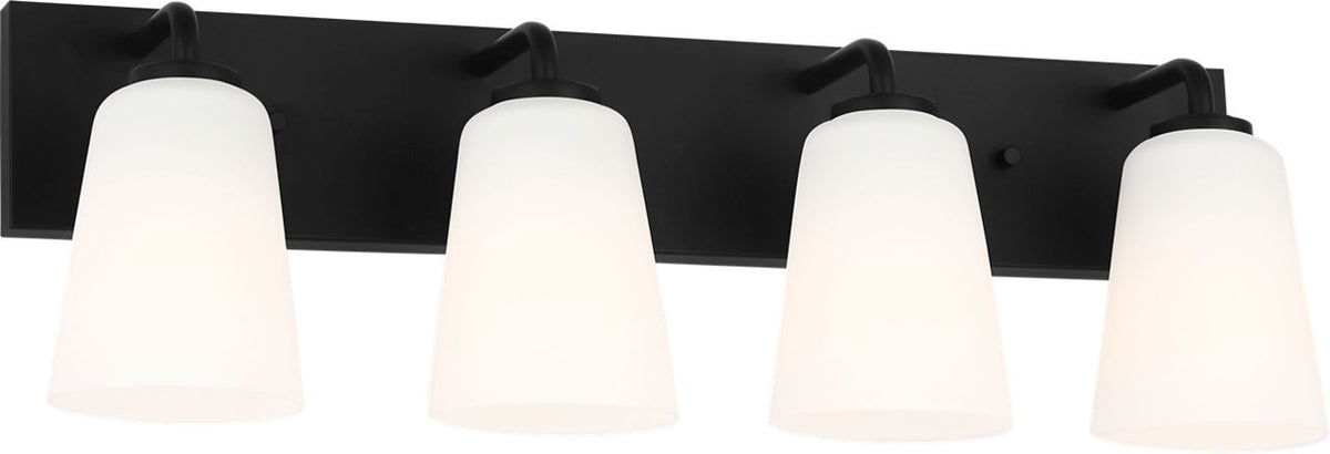 Generation Lighting GLV1054MBK Miles 4 Light 25 inch Midnight Black Bath Vanity Wall Light