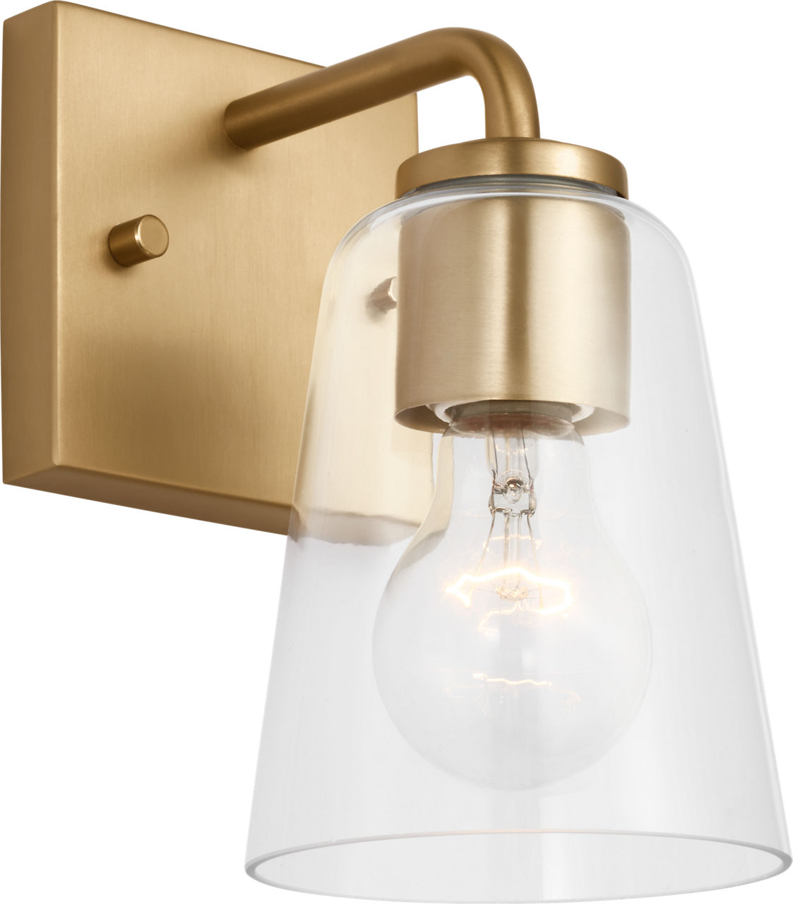 Generation Lighting GLV1061SB Miles satin brass bath vanity wall light with clear glass shade