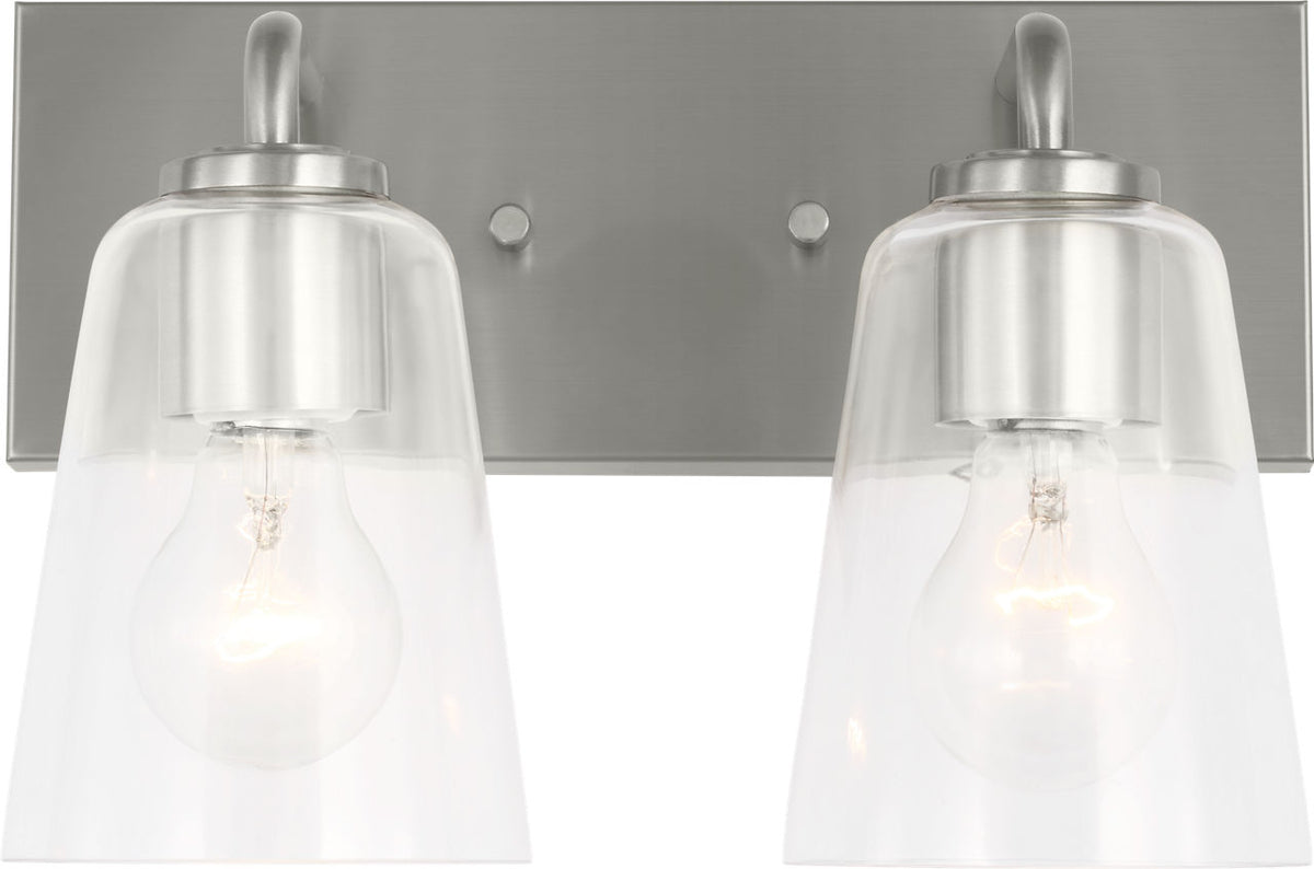 Generation Lighting GLV1062BSE Miles 2 light brushed nickel bath vanity wall light