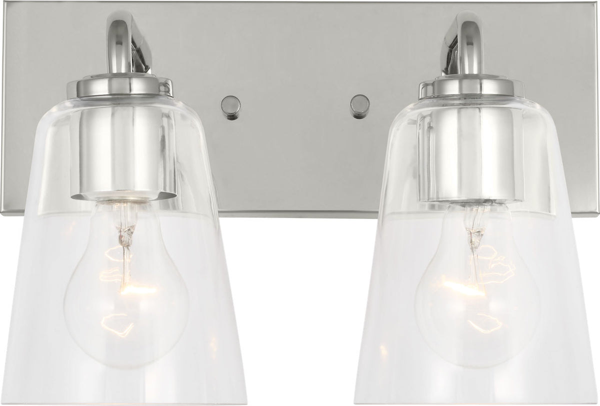 Generation Lighting GLV1062CHE Miles 2 light chrome bath vanity wall light