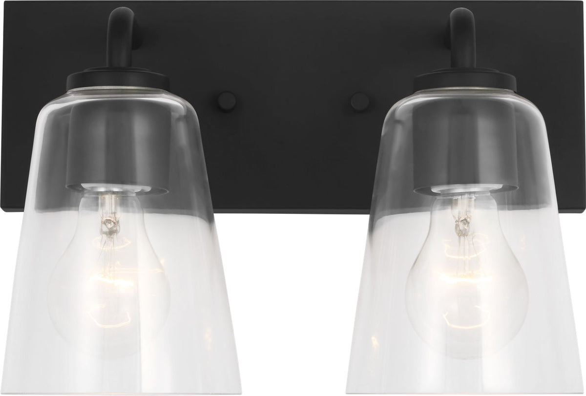 Generation Lighting GLV1062MBK Miles 2 Light Midnight Black Bath Vanity Wall Light