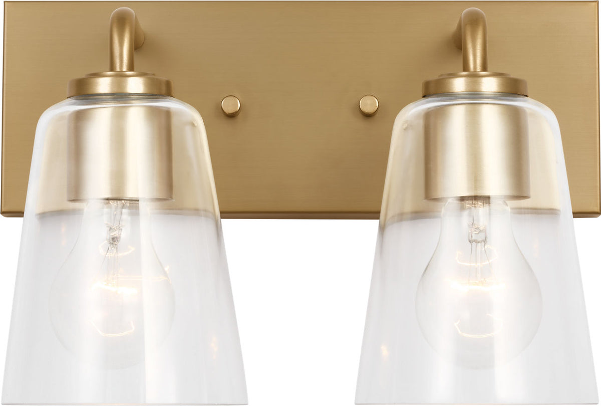Generation Lighting GLV1062SBE Miles 2 Light Satin Brass Bath Vanity Wall Light