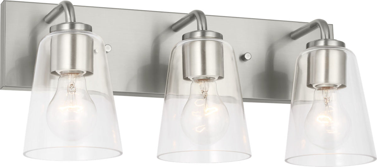 Generation Lighting GLV1063BS Miles 3 light brushed nickel bath vanity wall light