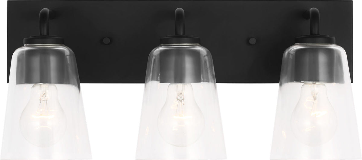 Generation Lighting GLV1063MBK Miles 3 light midnight black bath vanity wall light