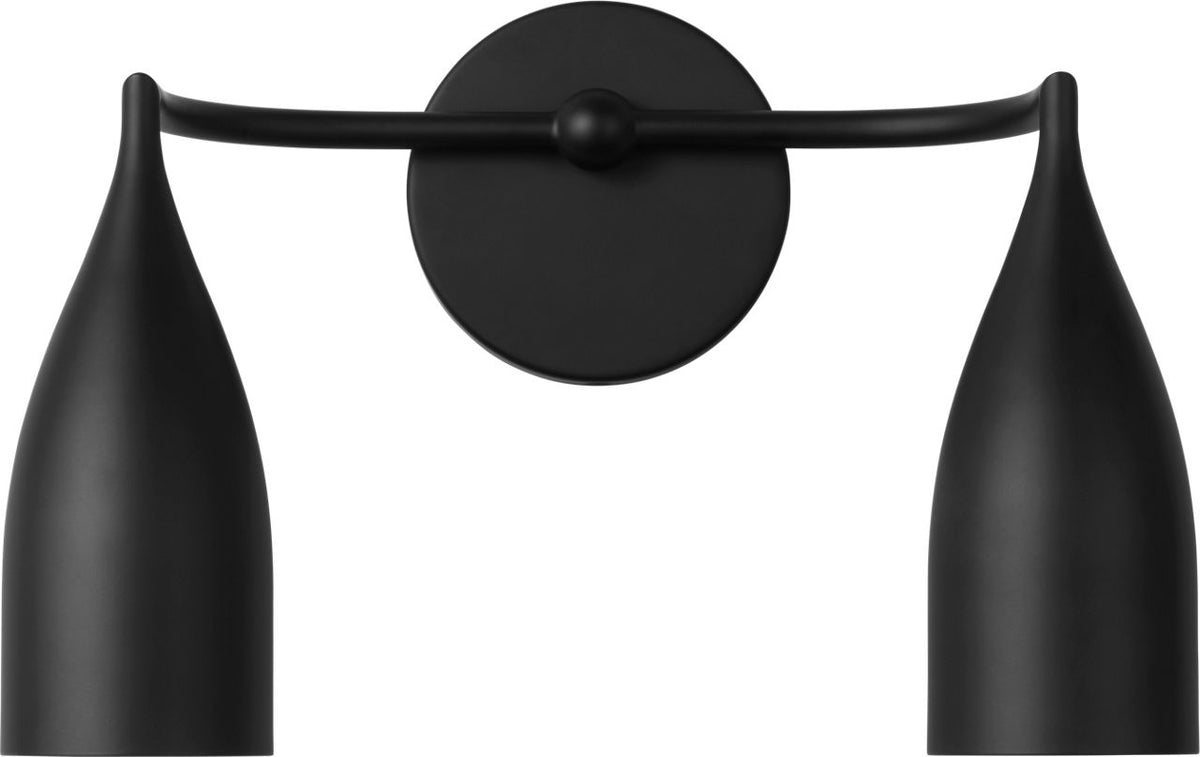 Generation Lighting GLV1082MBKE Maya 2 Light Midnight Black Bath Vanity Wall Light