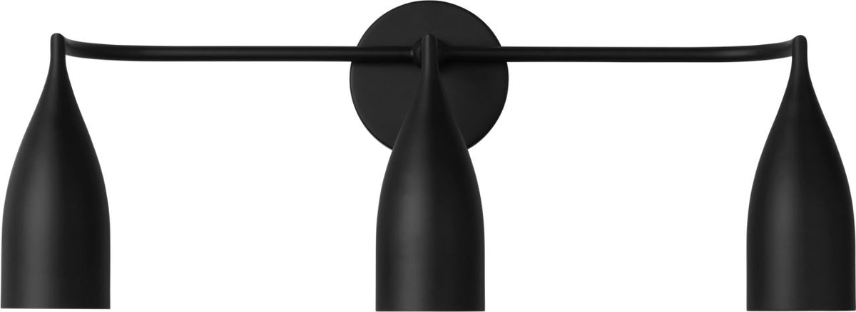 Generation Lighting Maya 3 light midnight black bath vanity wall light
