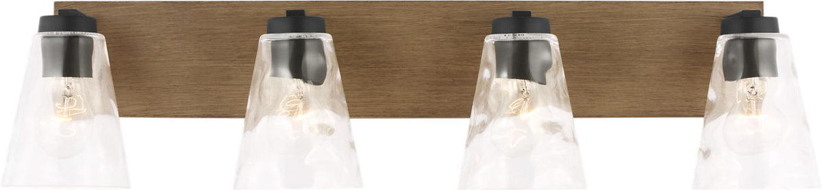 Generation Lighting GLV1114MBKCROE Dunton 4 Light Midnight Black Bath Vanity Wall Light