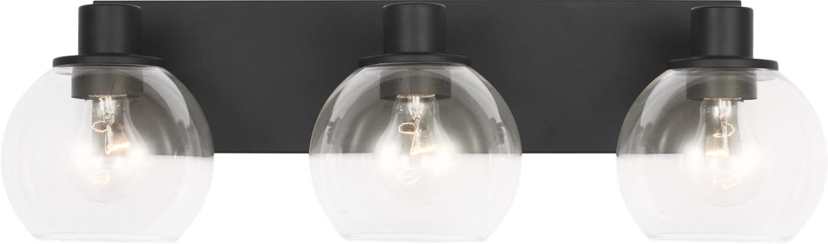Generation Lighting GLV1123MBK Rito 3 light midnight black bath vanity wall light
