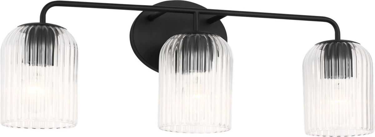 Generation Lighting GLV1133MBK Eisele 3 light midnight black bath vanity wall light