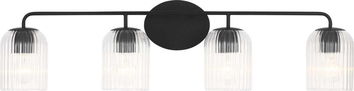 Generation Lighting GLV1134MBK Eisele 4 light midnight black bath vanity wall light