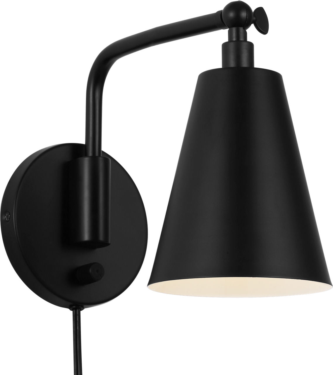 Generation Lighting GLW2001MBK Drae 1 Light Midnight Black Task Sconce Wall Light