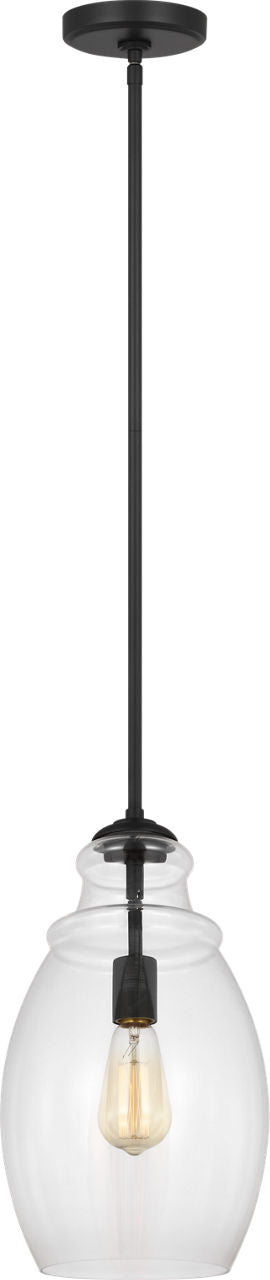 Generation Lighting Marino 1 light midnight black pendant ceiling light with clear glass shade