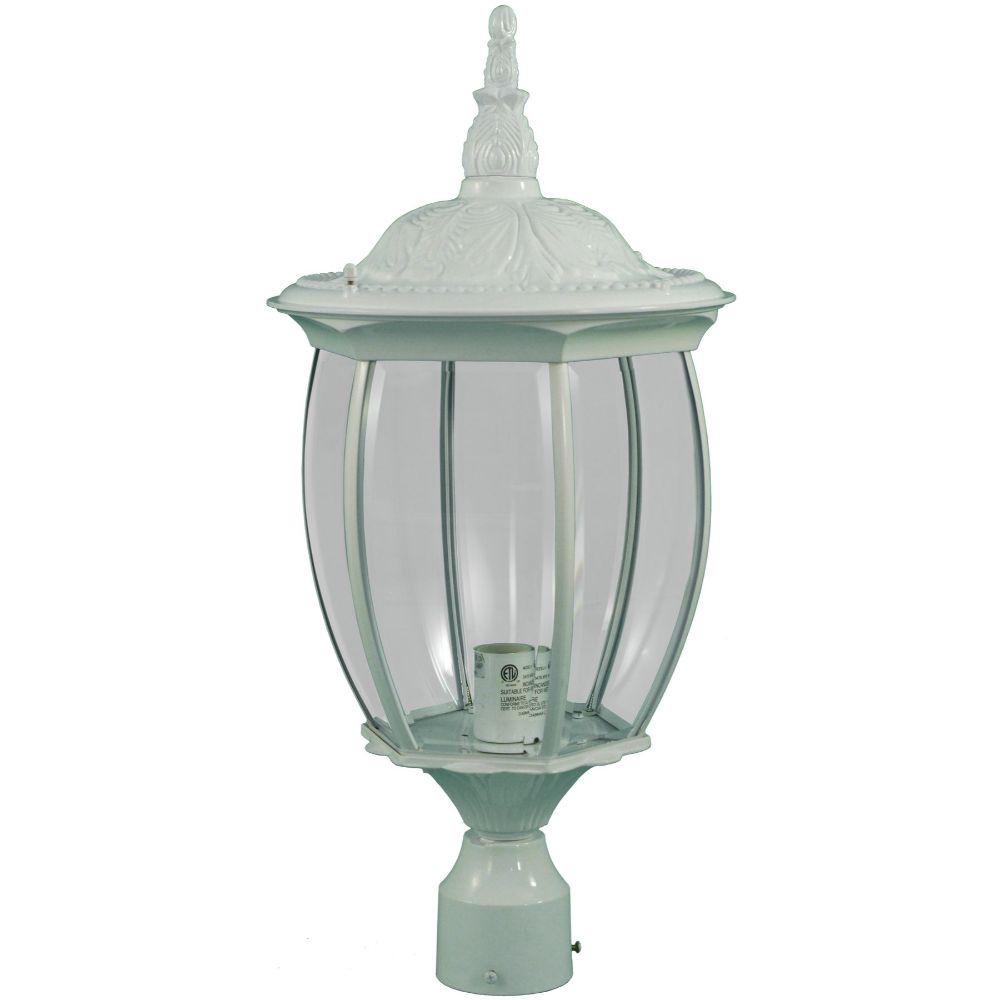 Dabmar Lighting GM102-W Powder Coated Cast Aluminum Post Top Light Fixture, White Finish