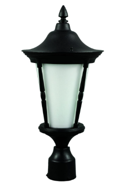 Dabmar Lighting GM112-L6-60K-B Cast Aluminum Post Top Fixture E26 LED, Voltage 120V,Color Temperature 6000K, Black Finish