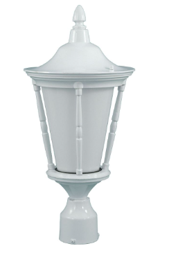 Dabmar Lighting GM112-W Powder Coated Cast Aluminum Post Top E26 Light Fixture, Voltage 120V, White Finish