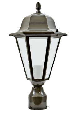 Dabmar Lighting GM132S-B-FR Cast Aluminium Post Top Fixture E26 No Lamp Frost, Voltage 120V, Black Finish