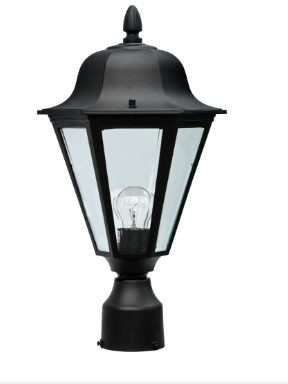 Dabmar Lighting GM132S-B Cast Aluminium Post Top Fixture E26 No Lamp, Voltage 120V, Black Finish