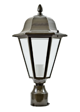 Dabmar Lighting GM132S-L6-30K-W-FR Cast Aluminium Post Top Fixture Frost E26 LED, Voltage 120V, Color Temperature 3000K, White Finish