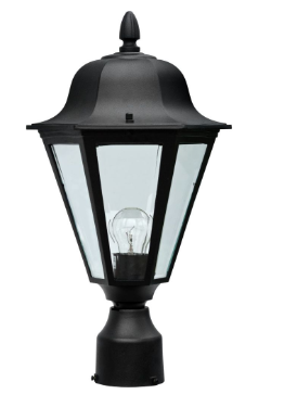 Dabmar Lighting GM132S-L6-30K-B Cast Aluminium Post Top Fixture E26 LED, Voltage 120V, Color Temperature 3000K, Black Finish